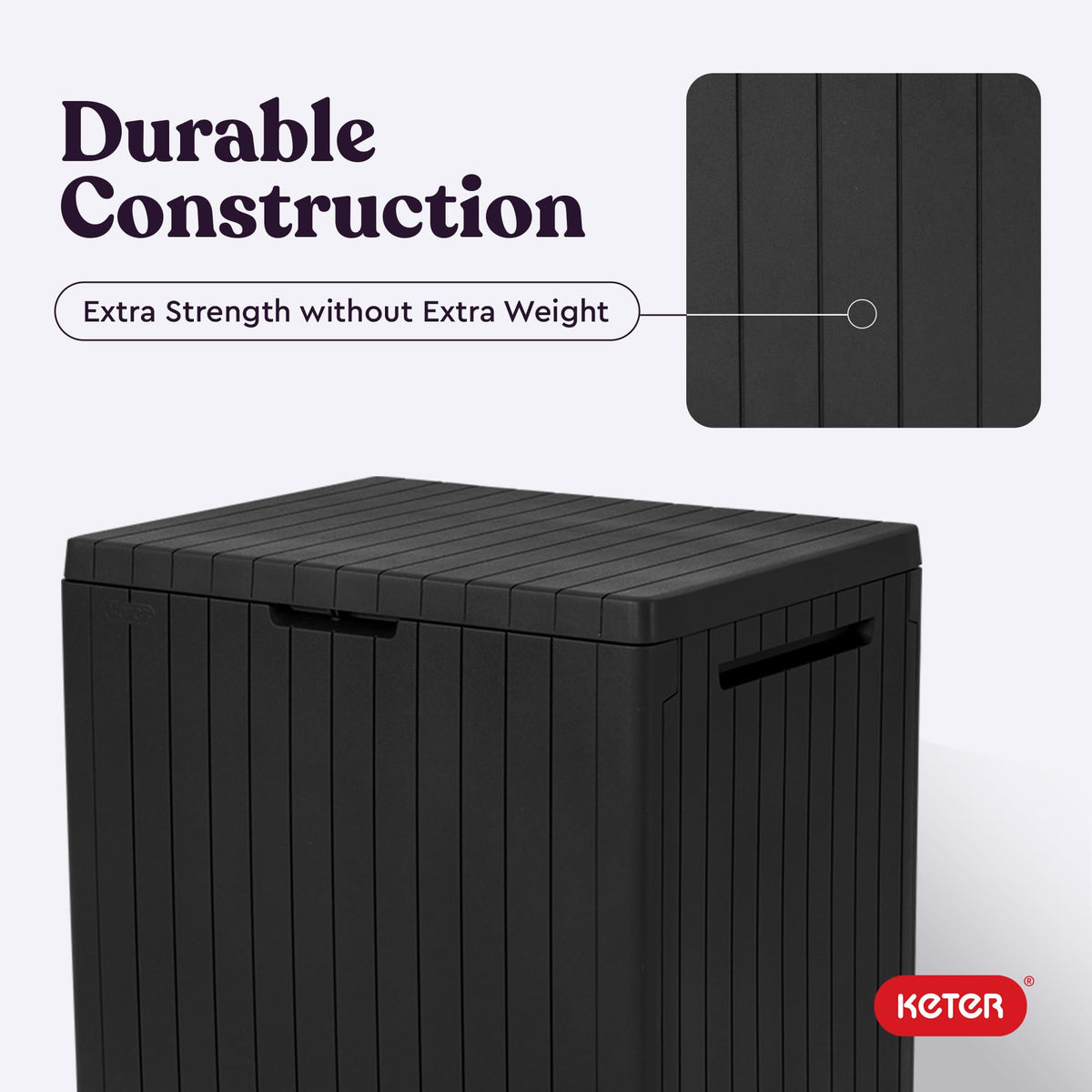 Keter City 30 Gal Outdoor Storage Box and Patio Side Table Father Jim Norris notebooks
