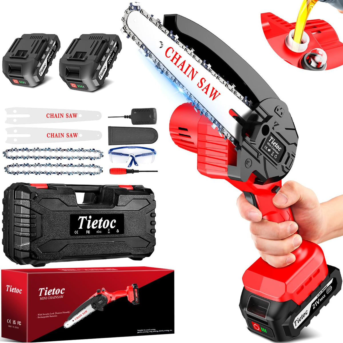 TIETOC 2-in-1 Brushless Pole Saw for Tree Trimming – 8" Mini Electric Chainsaw with 2×4000mAh Batteries, Auto Oiling, Tool-Free Adjustment,Cordless Battery Powered Saw for Home Garden Branch Cutting Father Jim Norris notebooks