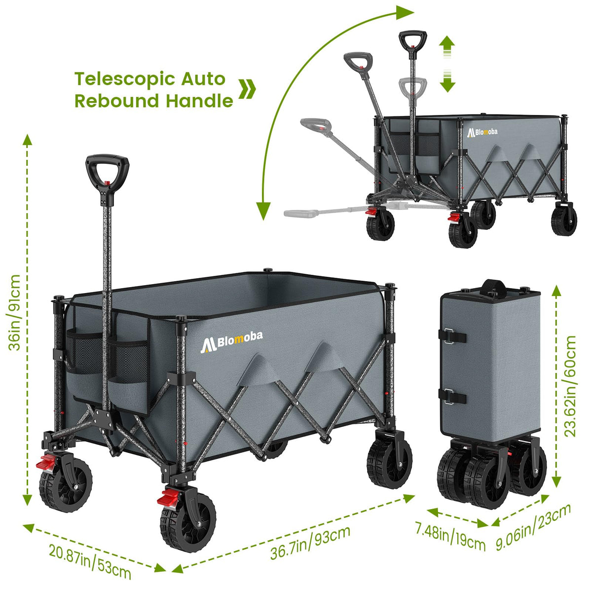 Blomoba Folding Wagon Cart with Wheels, 220lbs Utility Wagon Cart, Black Father Jim Norris notebooks