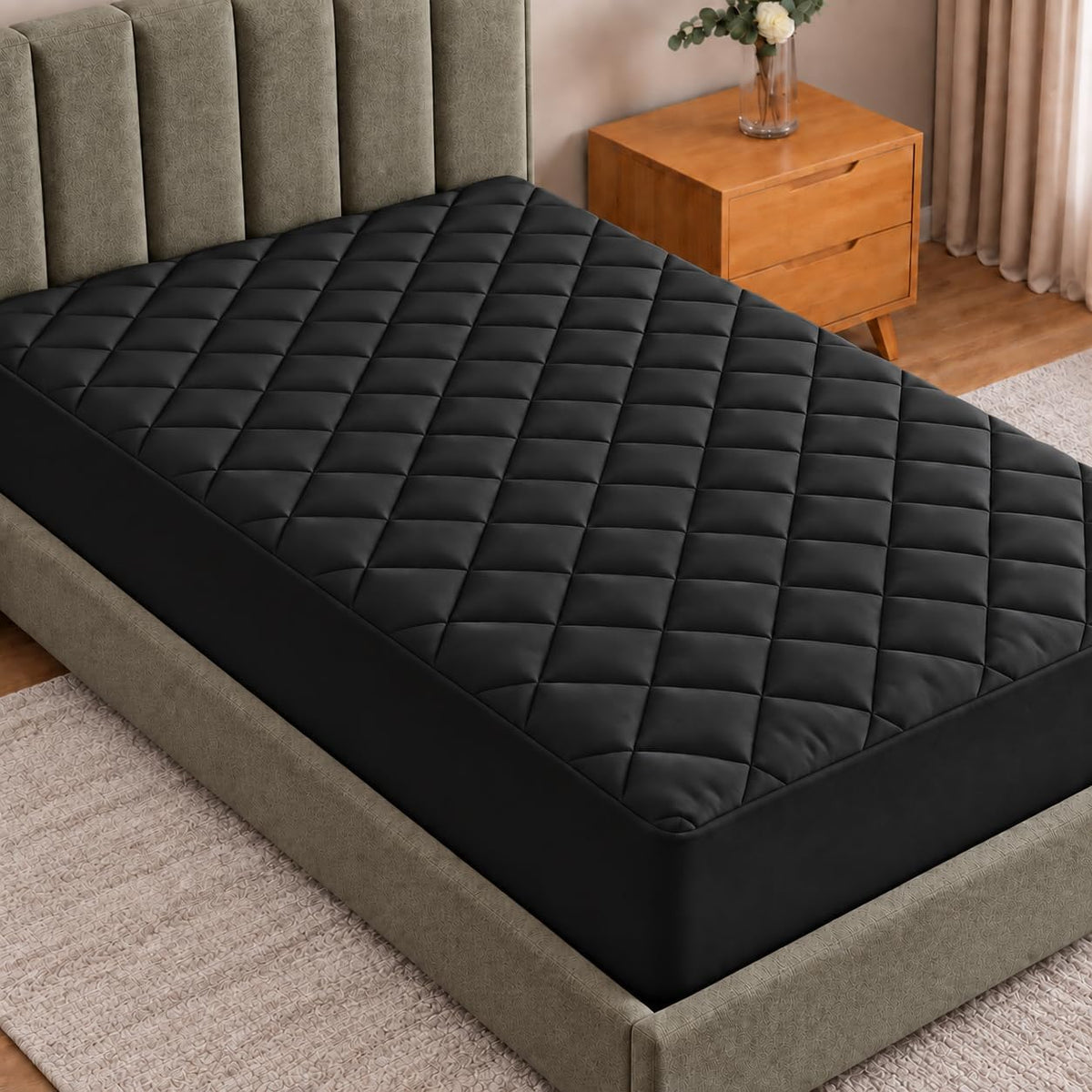 Queen Mattress Pad, Quilted Mattress Protector Topper fits 16" Deep Pocket