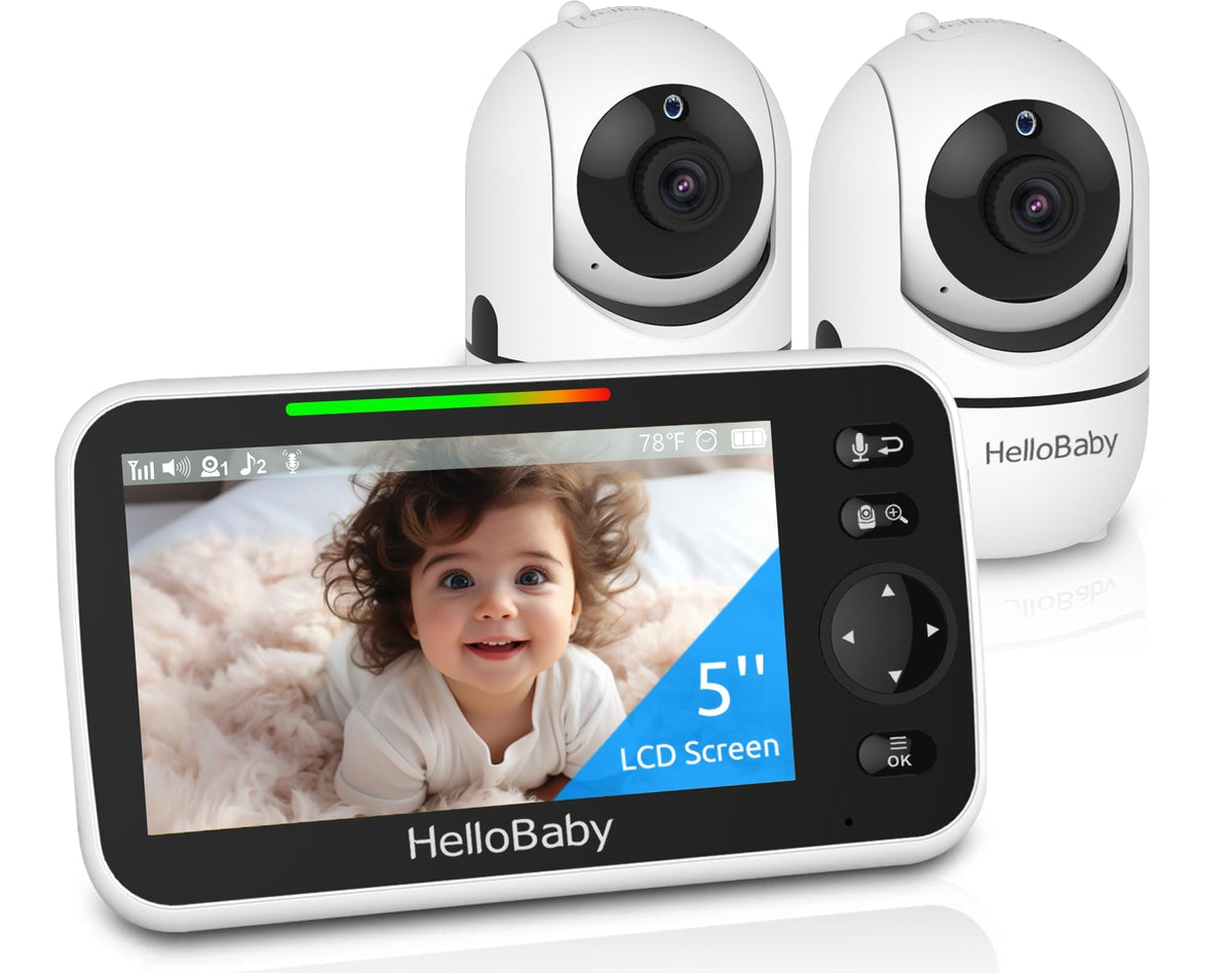 HelloBaby No WiFi Baby Monitor Camera and Audio HB6550, 5" Video Screen