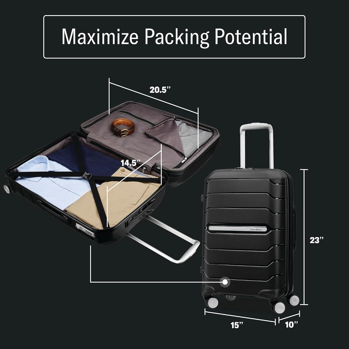 Samsonite Freeform Medium Luggage with Dual 360° Spinner Wheels - Checked Suitcase - TSA Lock, Airline-Approved - Lightweight Durable Polypropylene Expandable Hardshell - Amethyst Purple