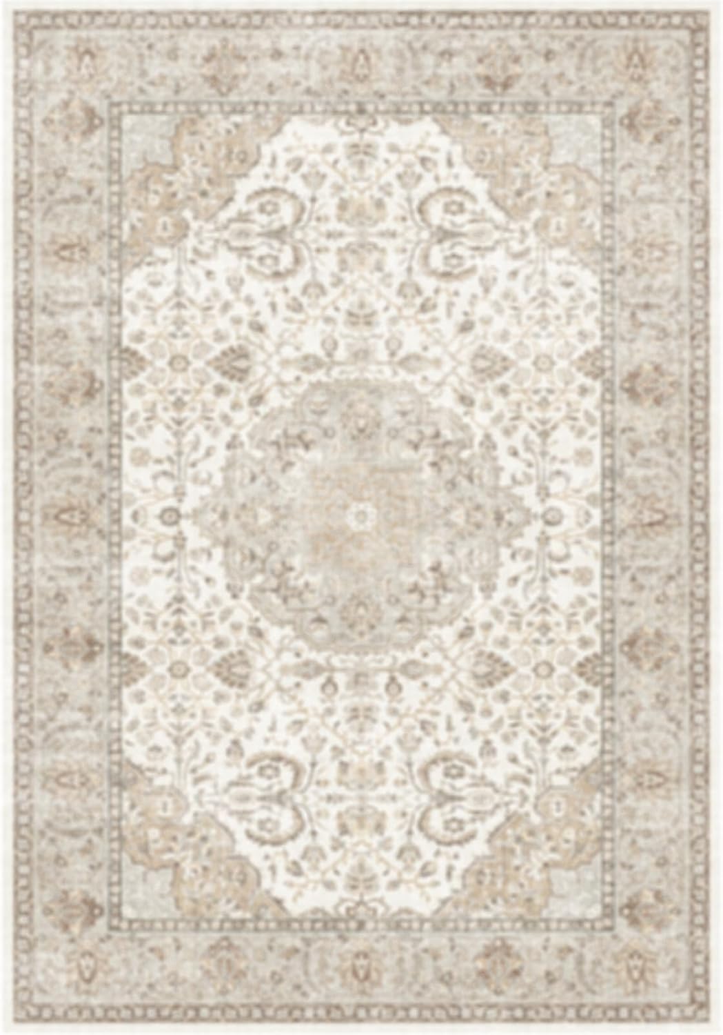 Hallway Washable Runner Rug - 3x10 Kitchen Rugs Entryway Rug Runner Vintage Soft Floor Mat Non Slip Indoor Farmhouse Carpet for Bathroom Living Room Bedroom (3 X 10, Beige)