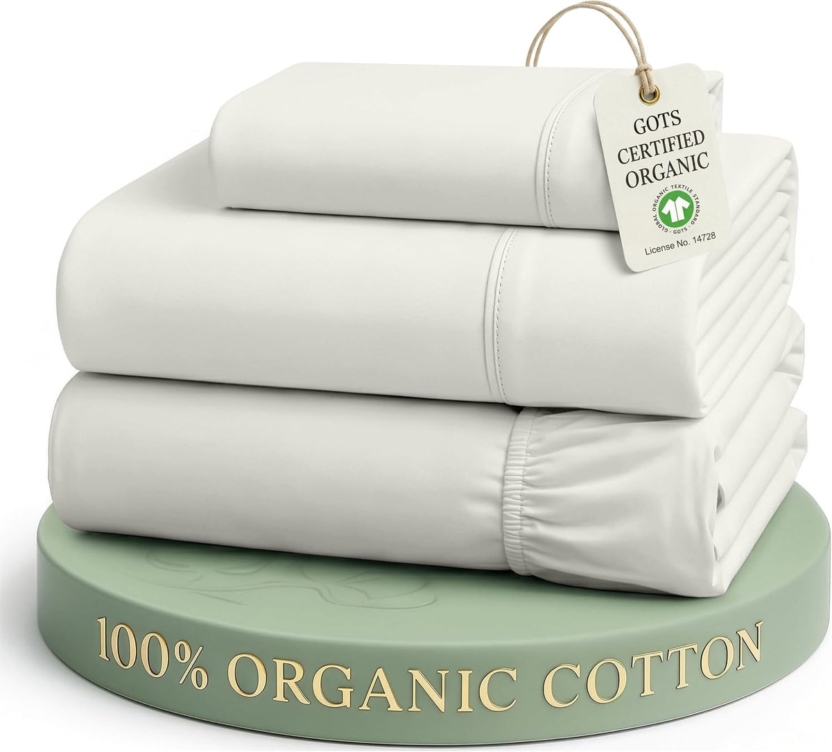 LANE LINEN California King Sheets 100% Organic Cotton 4pc Percale - White