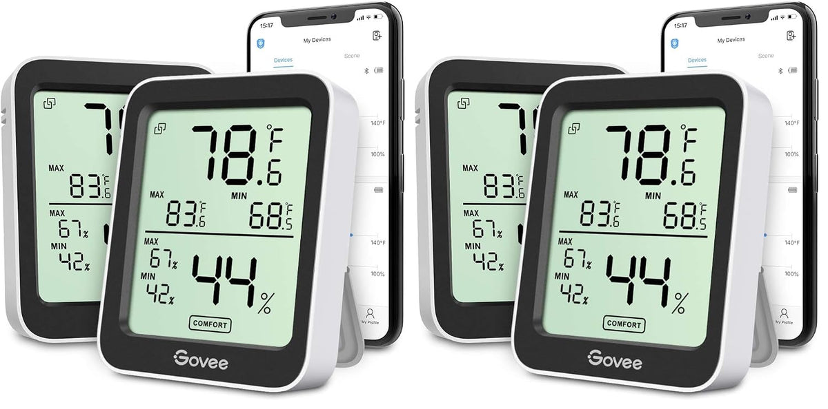 Govee Indoor Hygrometer Thermometer 2Pack H5075 with Bluetooth App Control Father Jim Norris notebooks