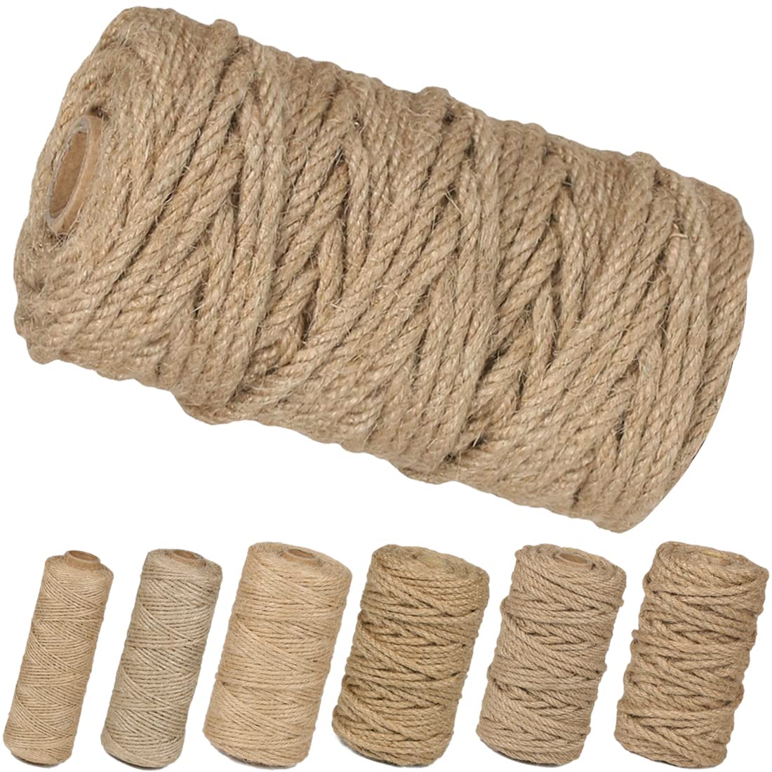 PerkHomy Natural Jute Twine 600 Feet Long Twine String for Crafts Gift Wrapping Packing Gardening Crochet Knitting Macrame Decor (Brown 2mm * 600feet)