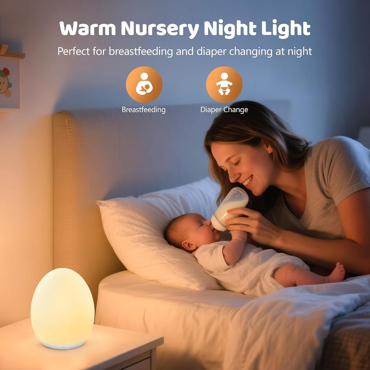 Night Light for Kids, 7 Colors Changing Egg Light for Nursery