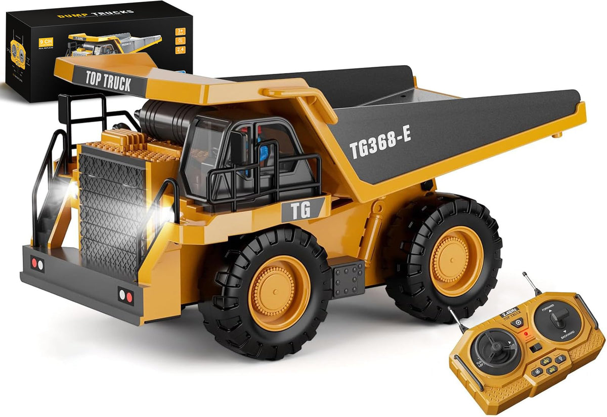 KIDMARKT Remote Control Excavator Toy for Boys, 11-Channel RC Construction Truck with Metal Parts, Lights & Dual Batteries, 120 Minutes Playtime, Rechargeable Digger Toy for Kids Ages 3-12, STEM Gift