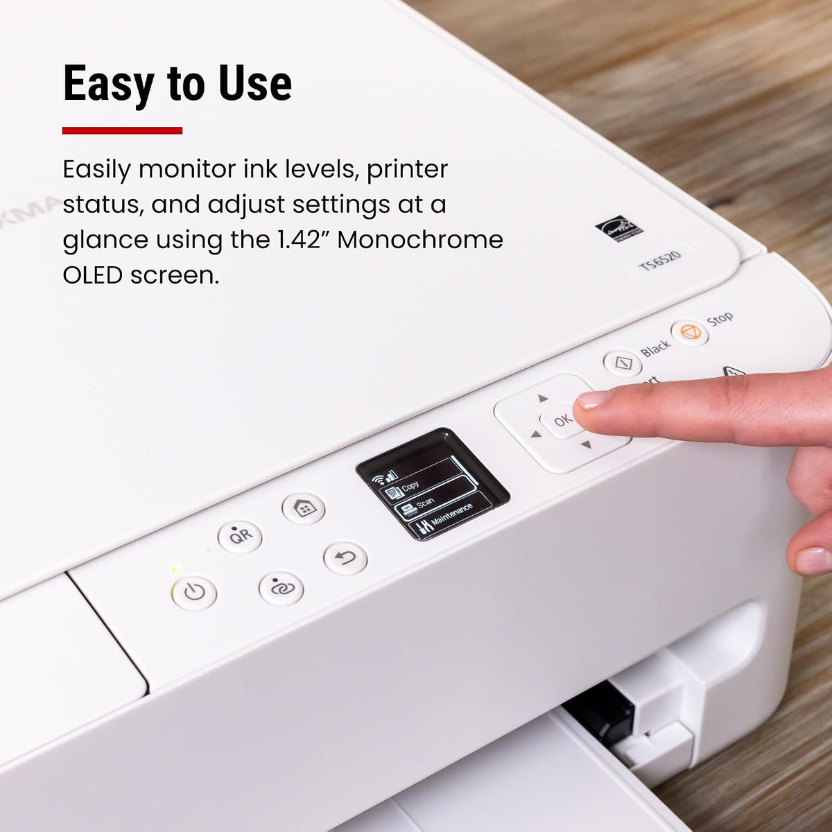 Canon PIXMA TS6520 Wireless Color Inkjet Printer, Duplex Printing, Copier/Scanner, 1.42" OLED Display, Compact, White Father Jim Norris notebooks