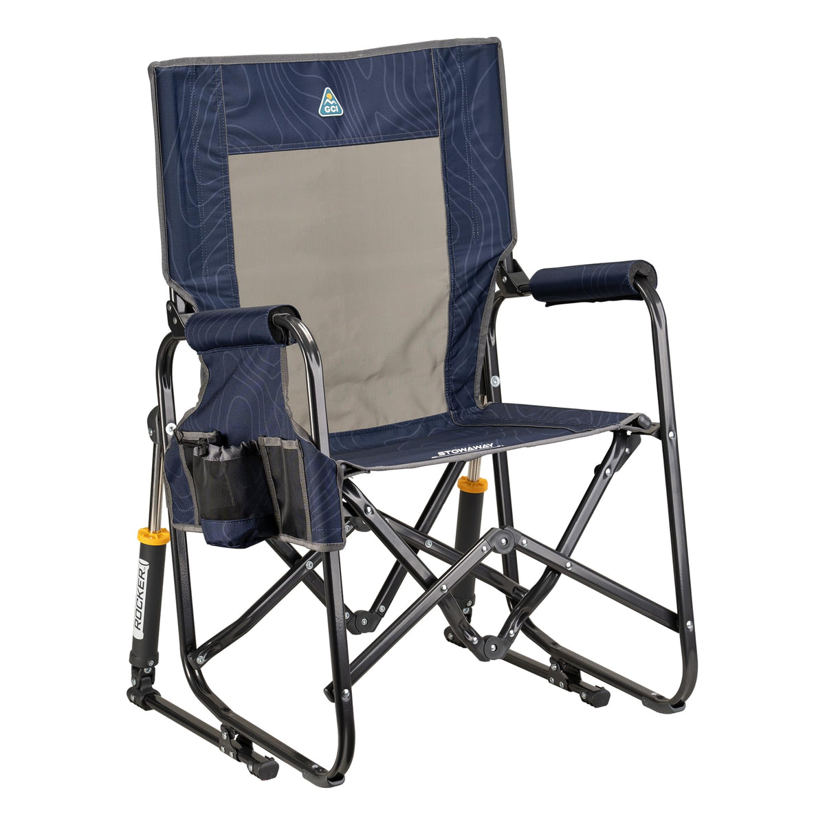 GCI Outdoor Freestyle Rocker XL with Side Table Camping Chair | Portable Folding Rocking Chair with Solid, Durable Armrests, Drink Holder & Comfortable Backrest — Black Father Jim Norris notebooks