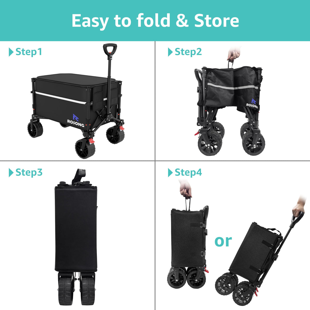 ROSONG Collapsible Wagon Cart with Wheels Foldable - Folding Utility Heavy Duty Wagons Carts for Grocery Sports Garden Shopping Camping Wheelbarrows (Pink, 120L) Father Jim Norris notebooks