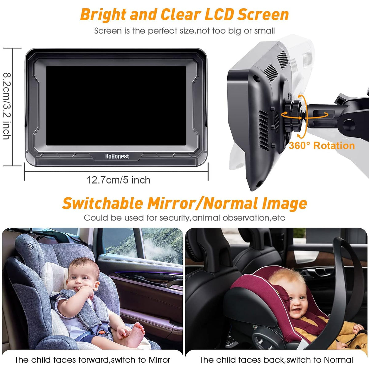 DoHonest Baby Car Camera HD 1080P: Rear Facing Car Baby Monitor Clear Image Father Jim Norris notebooks