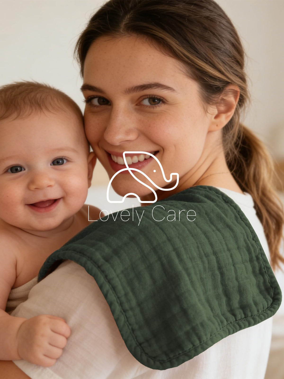 Lovely Care 12 Pack Muslin Burp Cloths 100% Cotton Muslin Cloths Large 20''x10'' Extra Soft and Absorbent Baby Burping Cloth - White