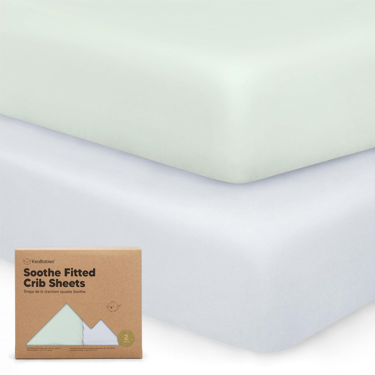 KeaBabies 2pk Organic Cotton Crib Sheets for Boys Girls 52x28, ABC Land Sky