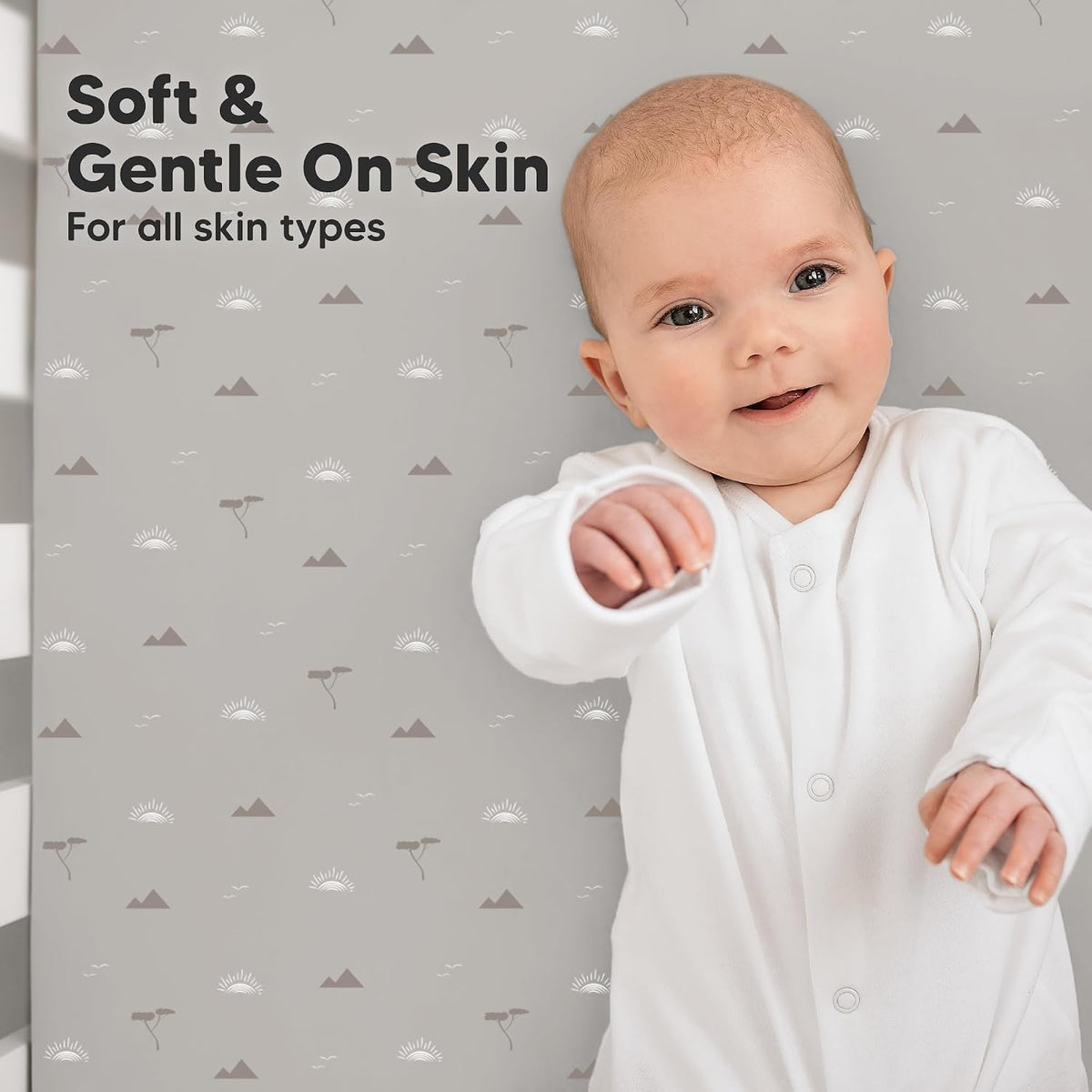 KeaBabies 2pk Organic Cotton Crib Sheets for Boys Girls 52x28, ABC Land Sky