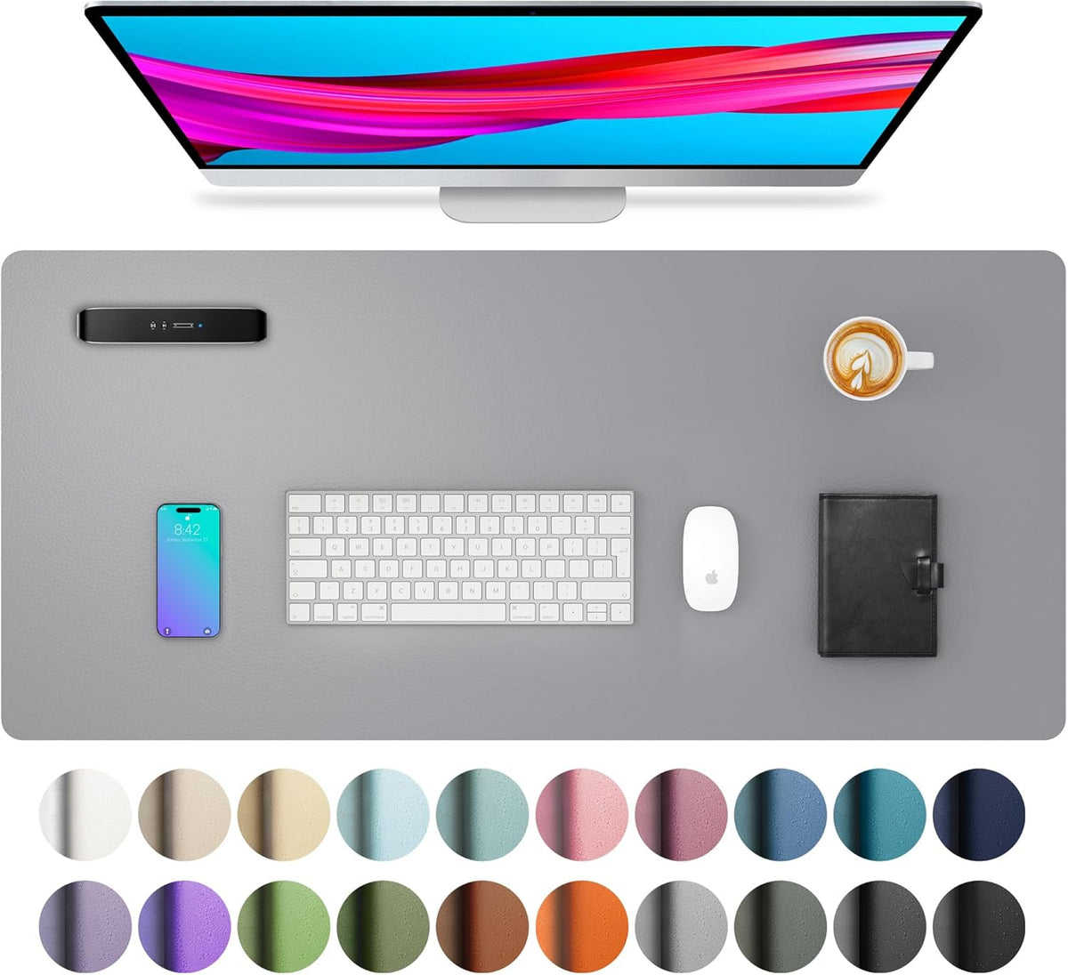 Aothia Non-Slip Waterproof PU Leather Desk Pad Protector for Mouse, Writing Desk, Office, Home, Laptop Blotter, 23.6" x 13.7", Black Father Jim Norris notebooks