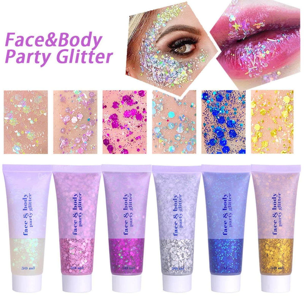 Clear White Face Body Glitter Gel, Halloween Mermaid Fairy Hair Glitter Makeup for Kids