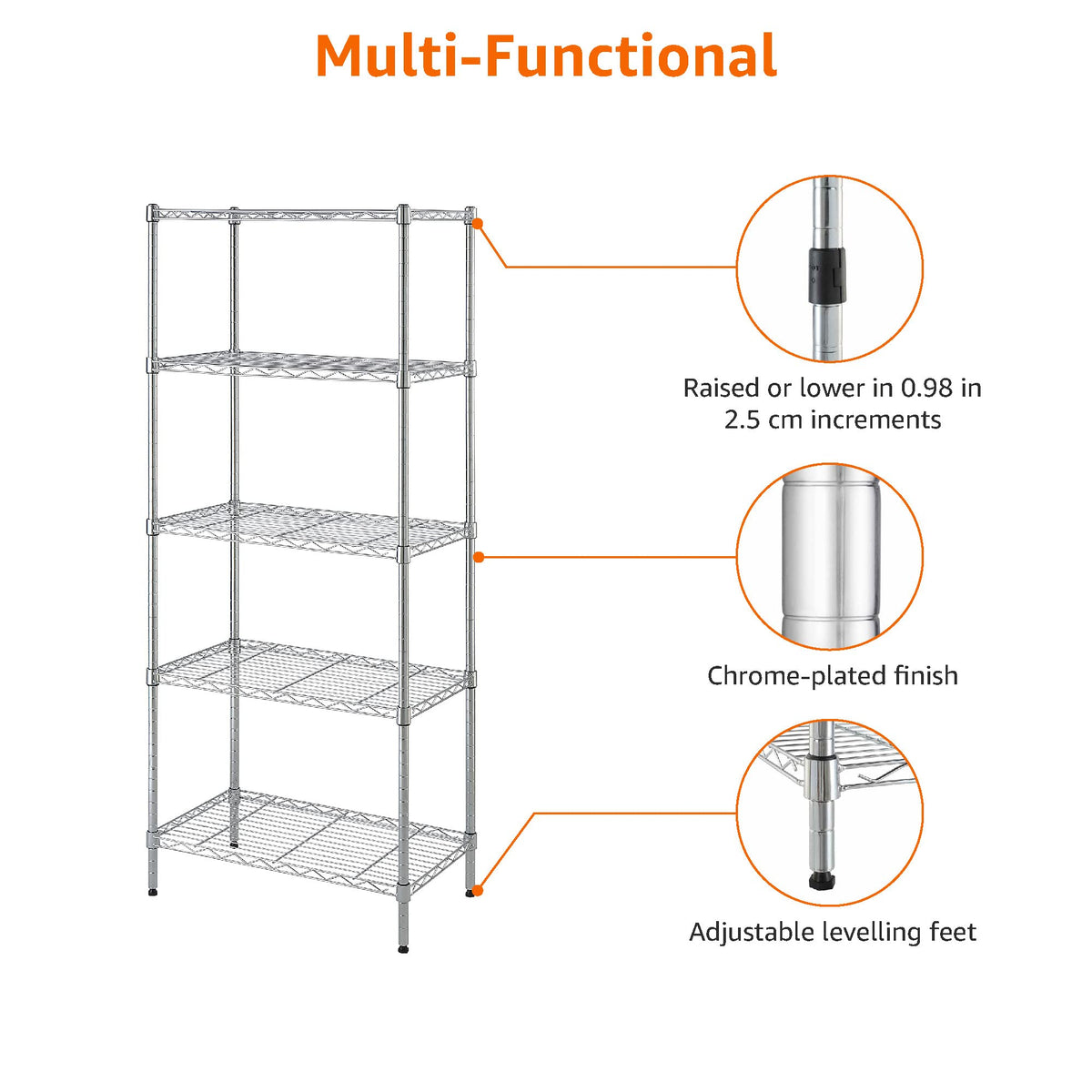 Amazon Basics 5-Shelf Adjustable Heavy Duty Steel Wire Storage Shelves for Garage