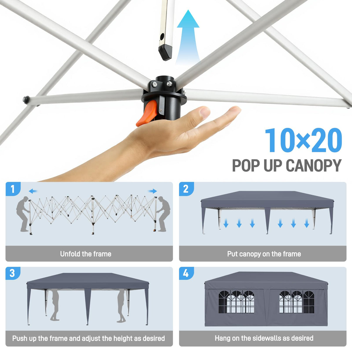 10x10 Pop Up Canopy Tent with One-Push Center Lock,Dark Gray Father Jim Norris notebooks
