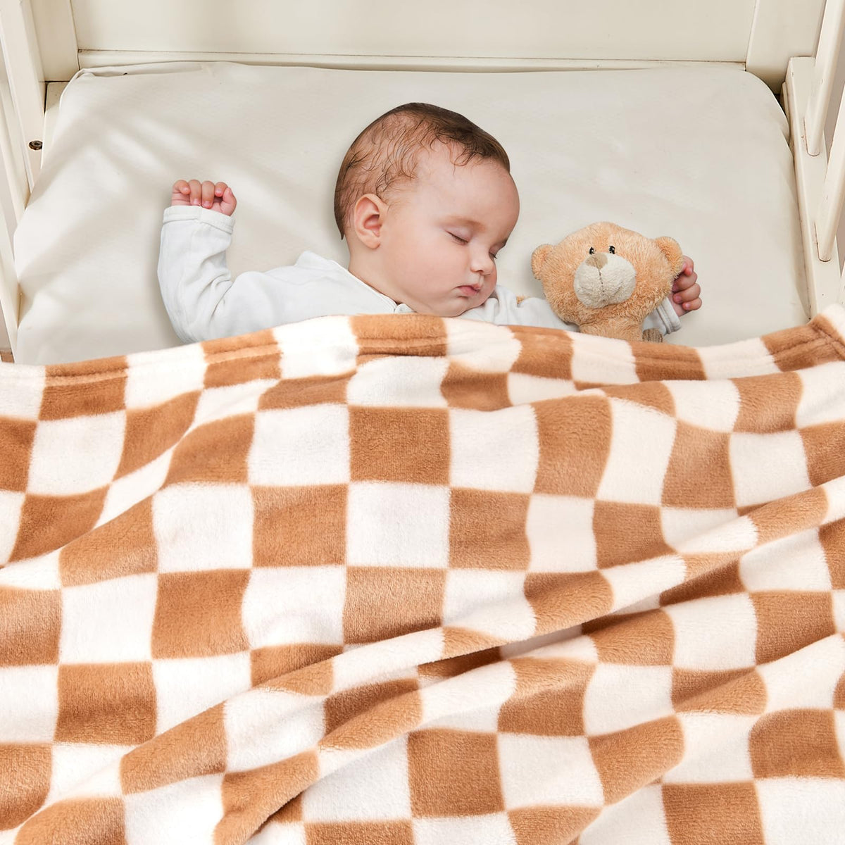 Yurhap Checkered Baby Blanket Fleece Baby Blankets for Boys, Ultra Soft Cozy Fluffy Infant Toddler Newborn Receiving Blankets for Crib Stroller, 30''x40'', Blue
