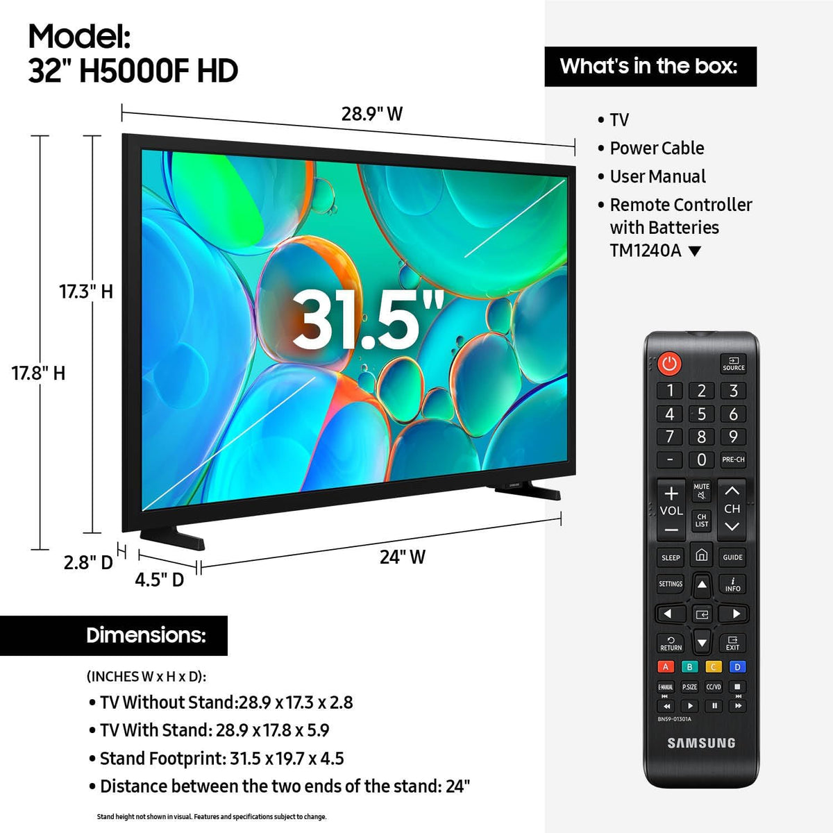 Samsung 32-Inch Class HD H5000F Smart TV (2025 Model) HDR, Object Tracking Sound Lite, Knox Security, One UI Tizen Father Jim Norris notebooks