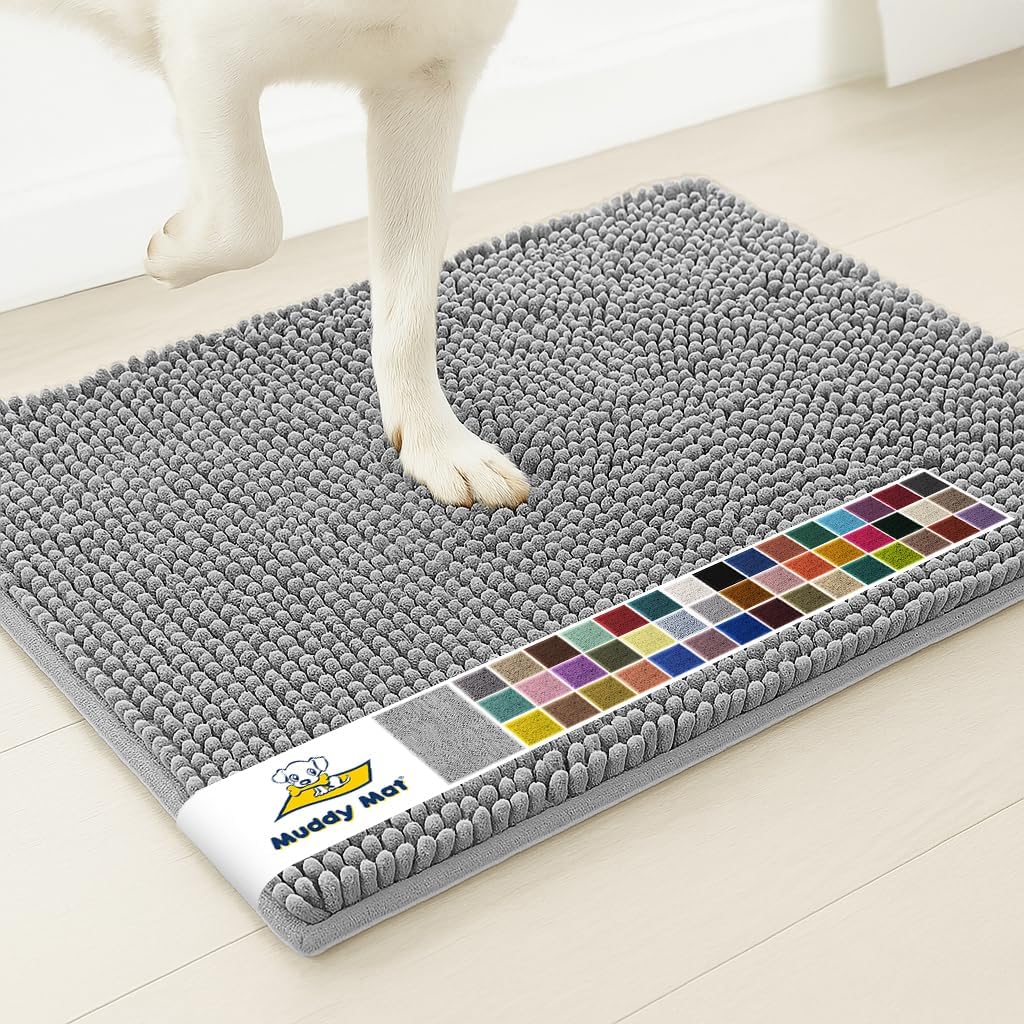 Muddy Mat® | Super Water Absorbent Door Mat Indoor, Microfiber Quick Dry Chenille Entryway Rug, Slip Resistant Front Door Mat, Indoor Mats for Entryway, Machine Washable Pet Rug, Grey 28"x18" Father Jim Norris notebooks