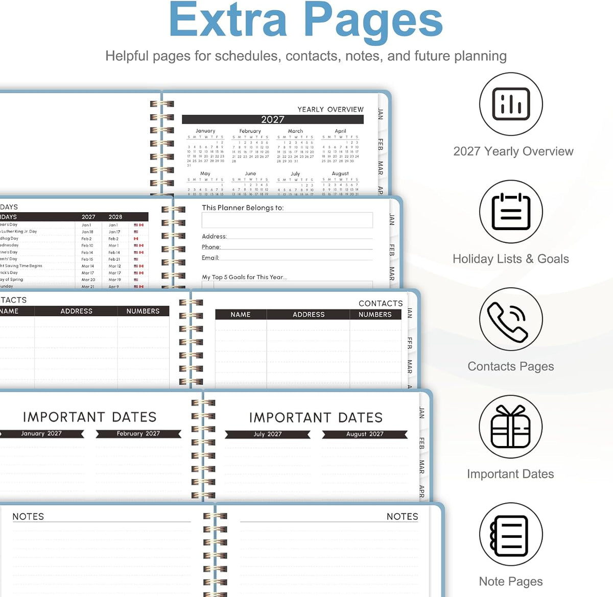 2027 Planner, Weekly and Monthly Calendar Planner Book, A5(6.3'' x 8.5'') Father Jim Norris notebooks