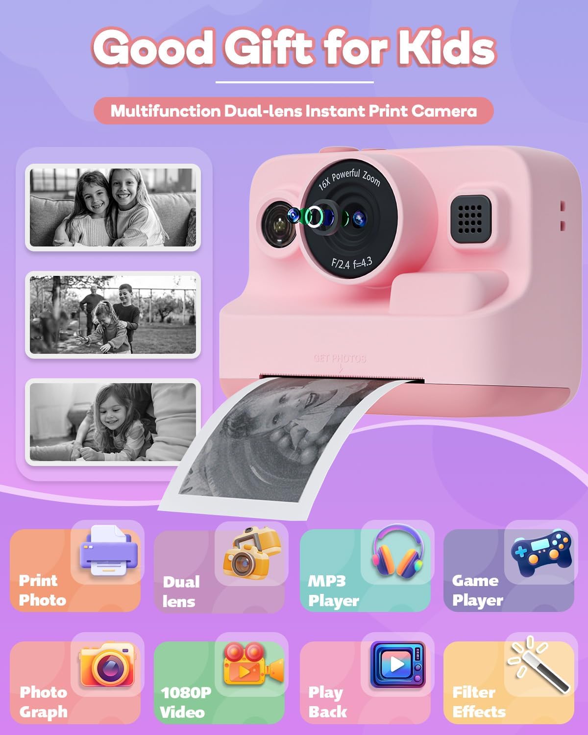 Dylanto Kids Camera Instant Print,1080P Kids Instant Cameras that Print Photos,Christmas Birthday Gifts for Girls Age 3-12,Portable Toy for 3 4 5 6 7 8 9 10 Year Old Girls Boys Pink Father Jim Norris notebooks
