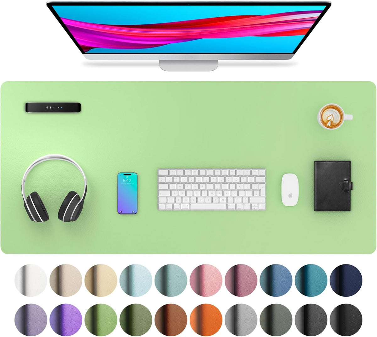 Aothia Non-Slip Waterproof PU Leather Desk Pad Protector for Mouse, Writing Desk, Office, Home, Laptop Blotter, 23.6" x 13.7", Black Father Jim Norris notebooks
