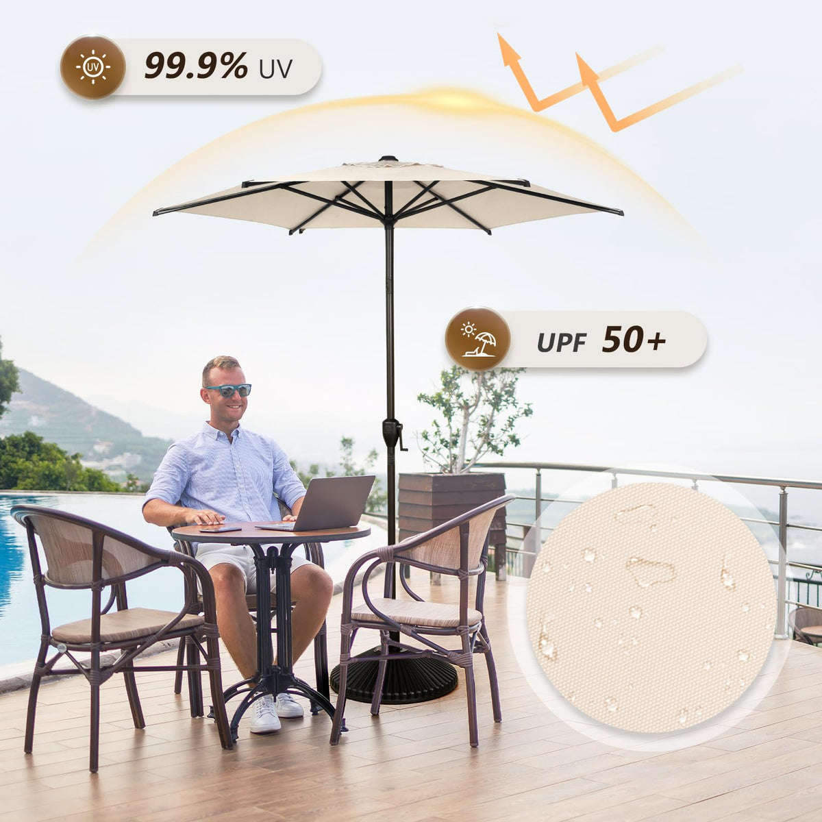 Abba Patio 7.5FT Lyon Outdoor Patio Umbrella Outdoor Table Umbrella with Push Button Tilt and Crank Market Umbrella 6 Sturdy Ribs UV Protection Waterproof for Garden Deck Backyard Pool Grey Father Jim Norris notebooks