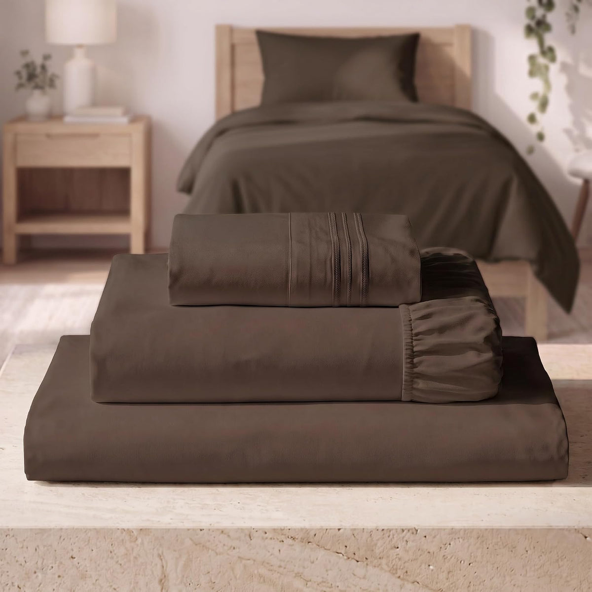 Mellanni Iconic 3-Piece Bed Sheet Set, 16" Deep Pocket (Twin, White)
