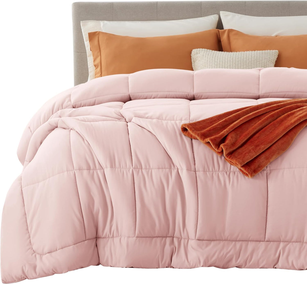 Bedsure Comforter Duvet Insert - Quilted Comforters King Size, All Season Duvet, GentleSoft Down Alternative Bedding, with 8 Tabs, Gifts for Women/Men, Light Spa Blue, King 90 x 102 Inches