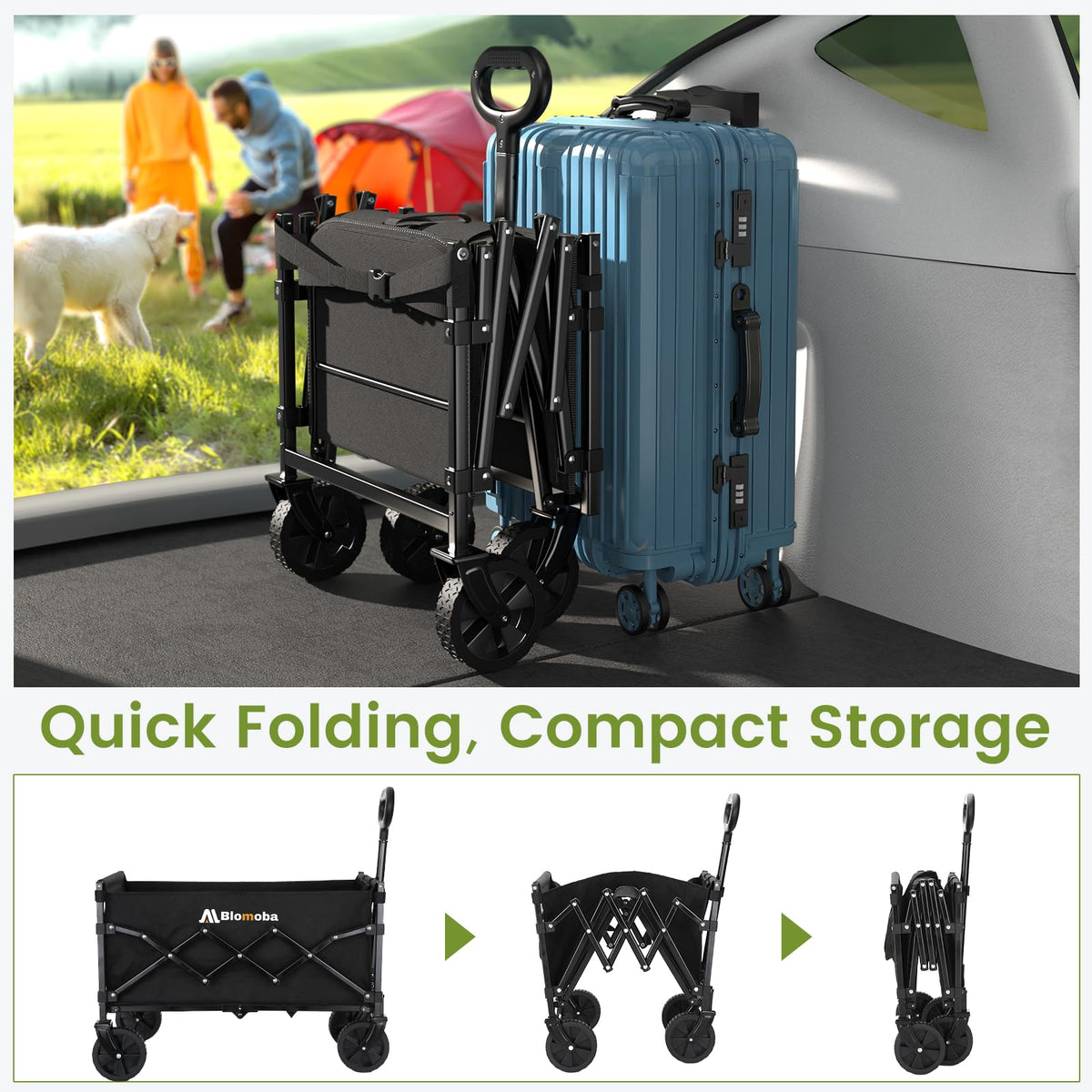 Blomoba Folding Wagon Cart with Wheels, 220lbs Utility Wagon Cart, Black Father Jim Norris notebooks