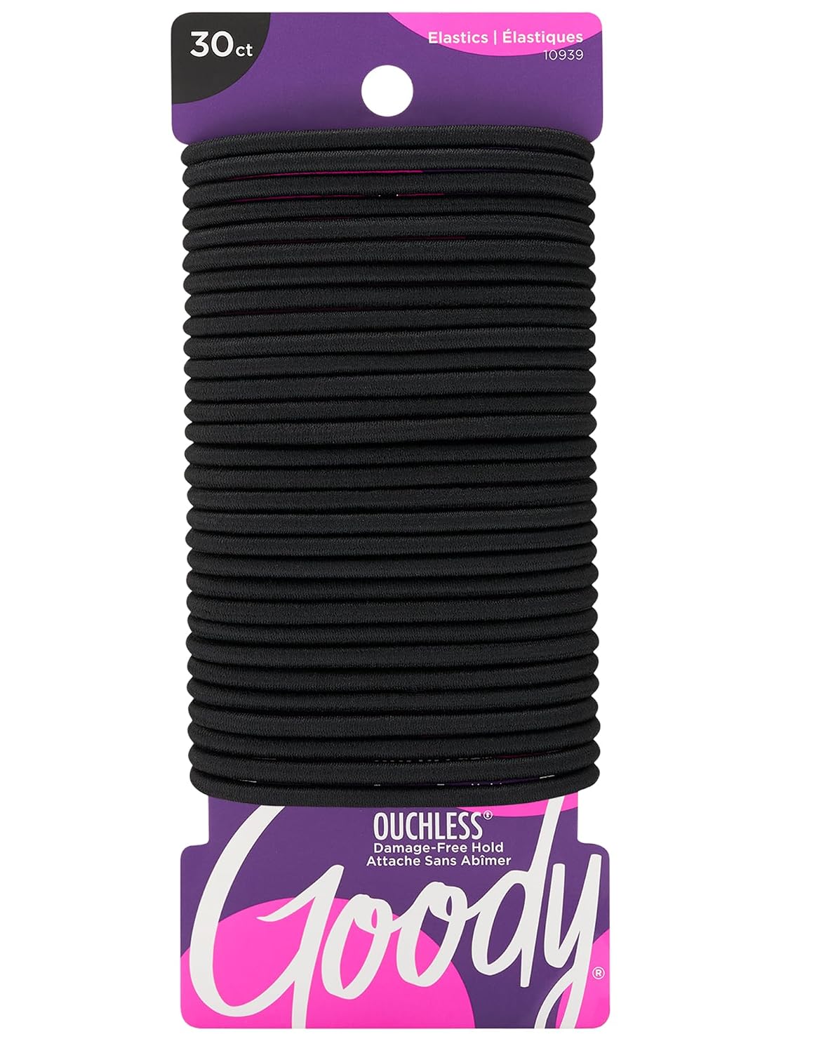 Goody Ouchless Elastic Hair Ties, 30 Ct, Brown, 4MM Rubber Bands, Pain-Free