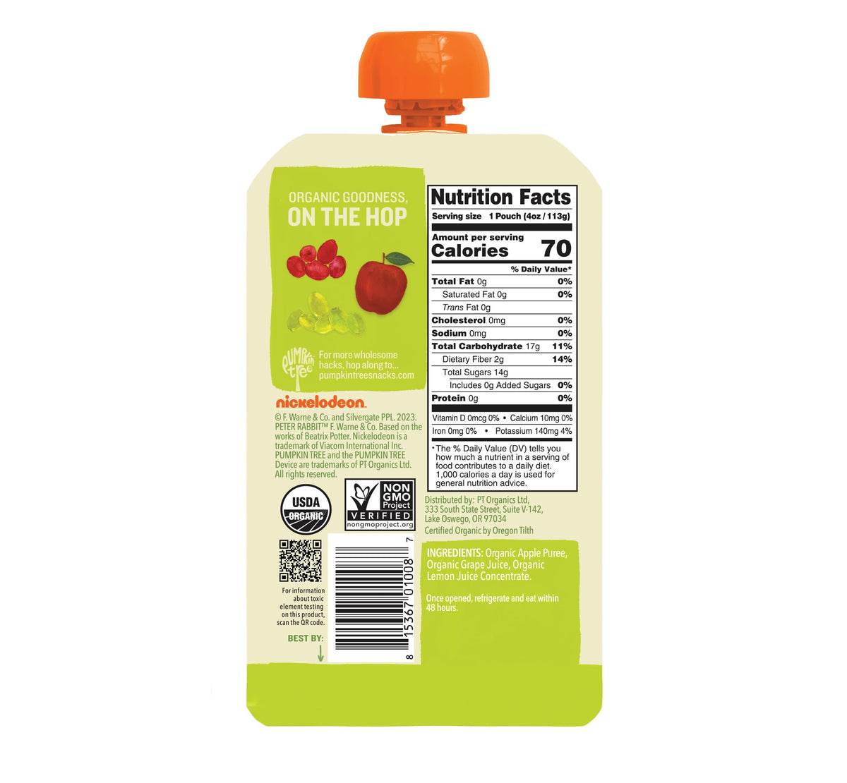 Pumpkin Tree Peter Rabbit Organics Strawberry and Banana Pure Fruit Snack, 4 Ounce (Pack of 10)