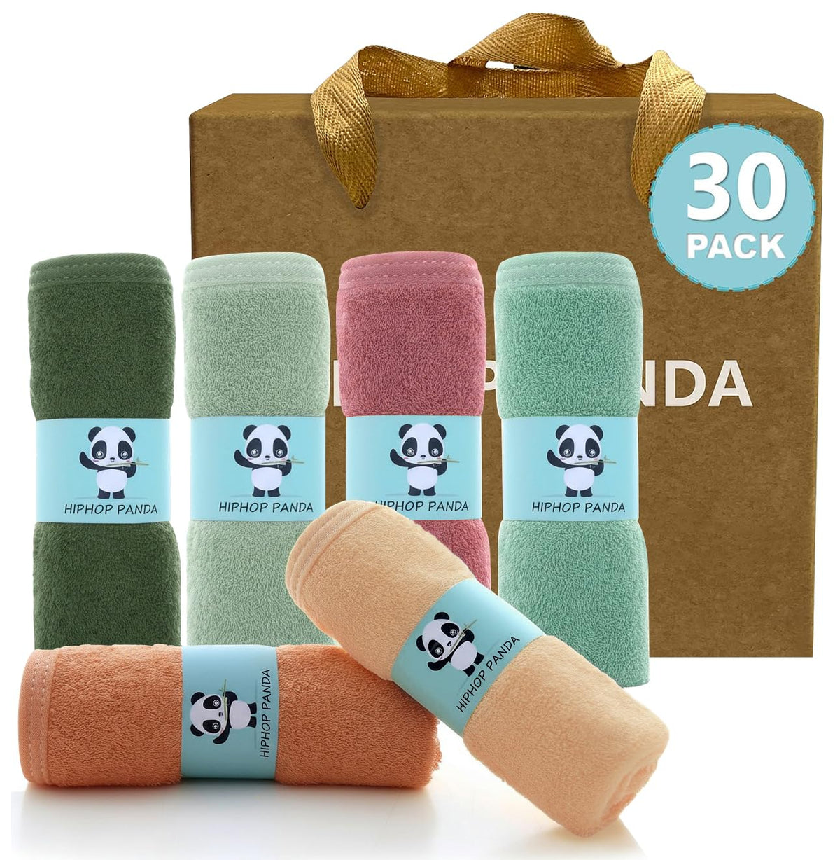 HIPHOP PANDA Ultra Soft Baby Washcloths, 2-Layer Absorbent Wash Cloths