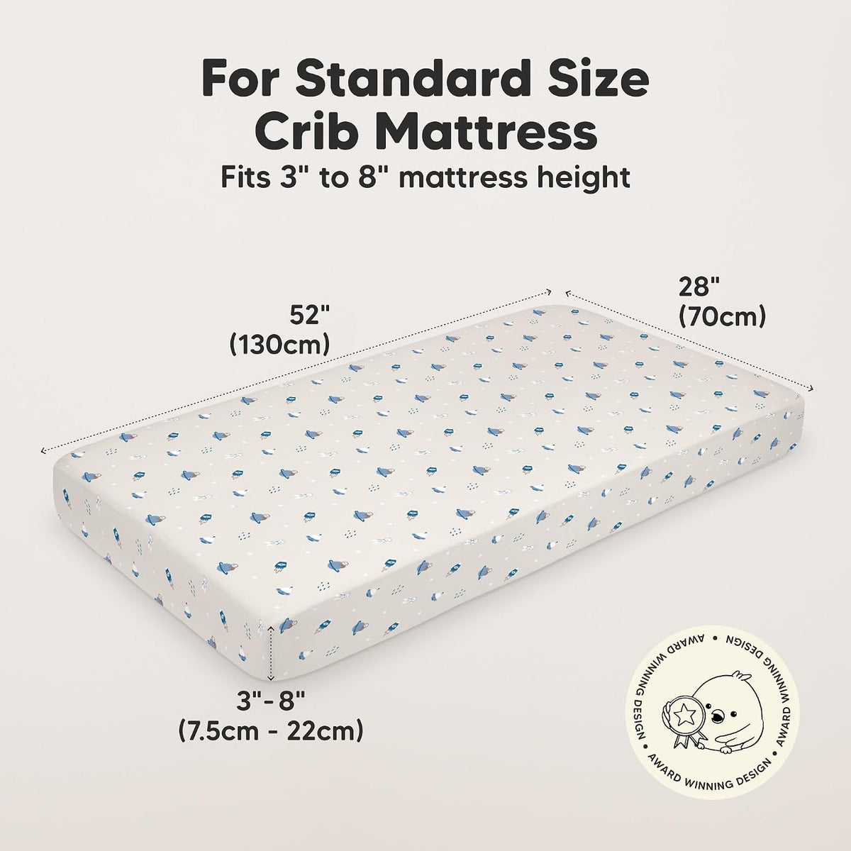 KeaBabies 2pk Organic Cotton Crib Sheets for Boys Girls 52x28, ABC Land Sky