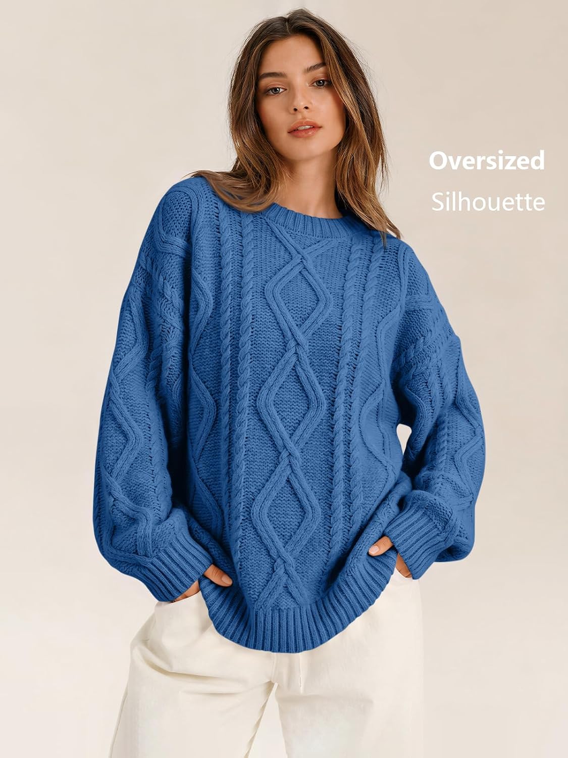 Trendy Queen Women's Oversized Cable Knit Sweaters 2026 Fall Outfits