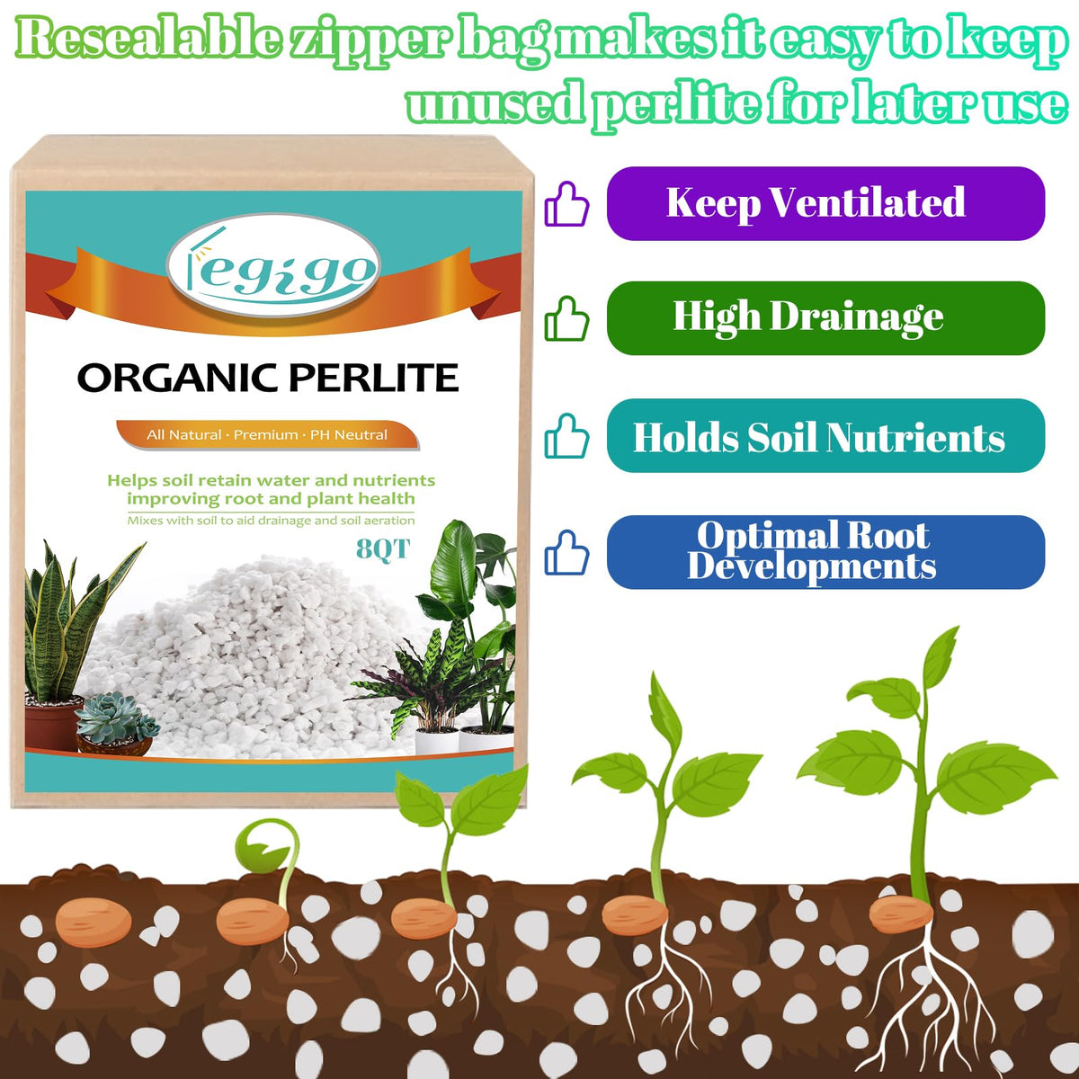 Legigo 4 Quarts Organic Perlite for Plants Indoor, Soil Mix Amendment Father Jim Norris notebooks