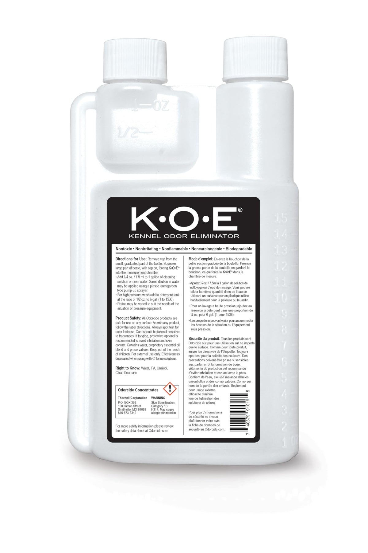 Odorcide K.O.E Kennel Odor Eliminator Concentrate, Fresh Scent, 16 oz - Non-Enzymatic Formula for Cages, Runs, Home and Kennel Use