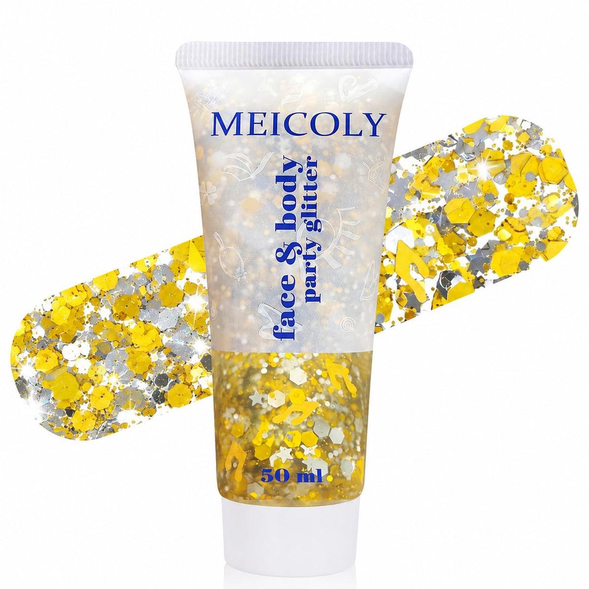 Clear White Face Body Glitter Gel, Halloween Mermaid Fairy Hair Glitter Makeup for Kids