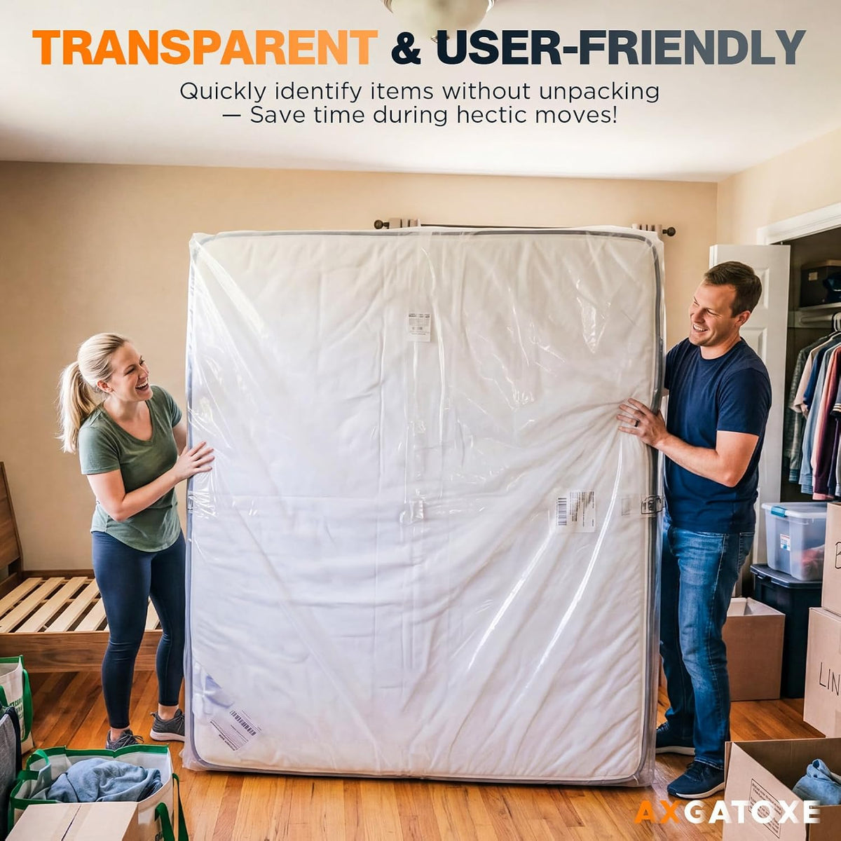 Plastic Mattress Bag for Moving Storage, King Size (1.5MIL)