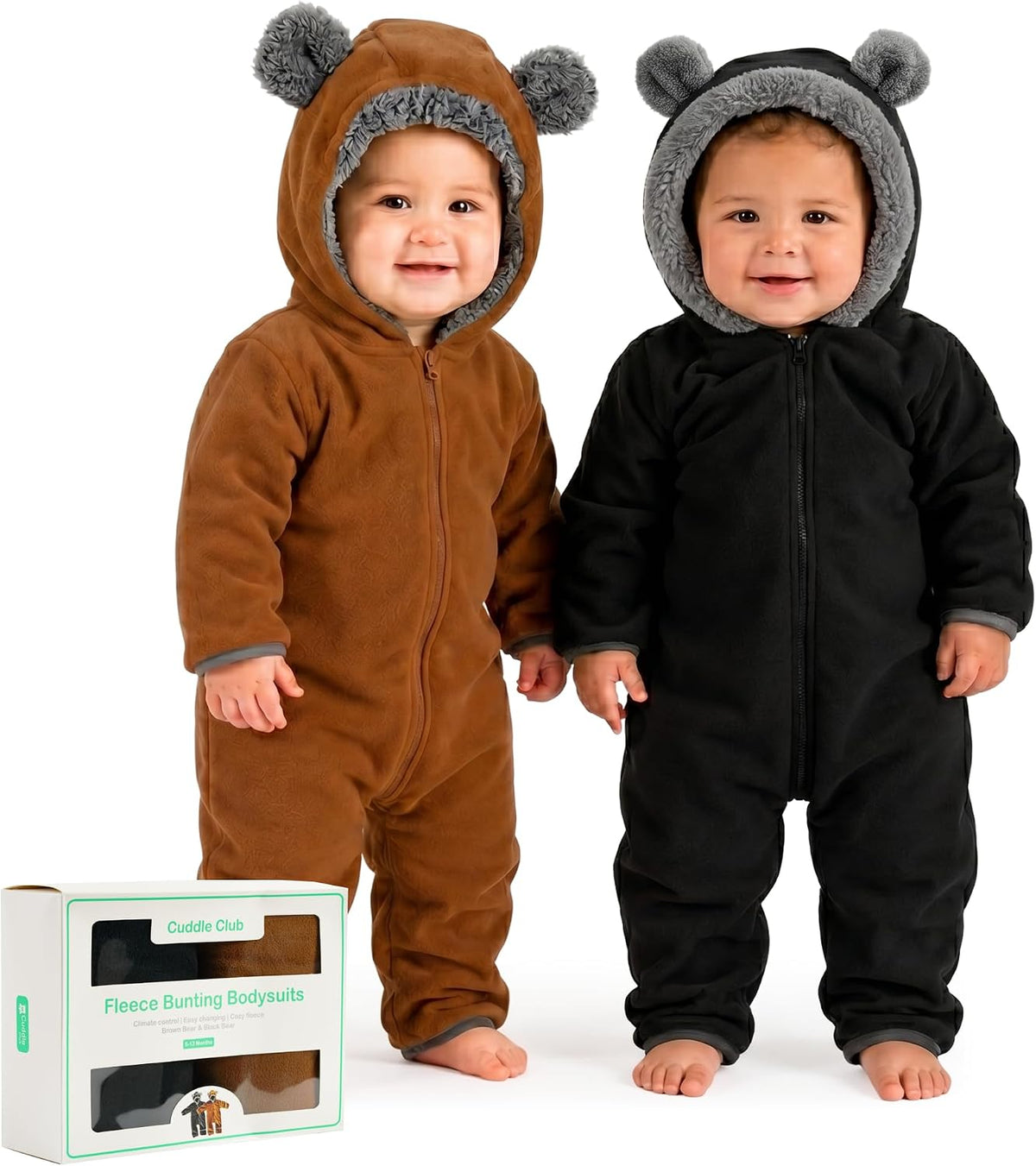 Cuddle Club Fleece Baby Bunting Bodysuit Hoodie, Newborn - 5T