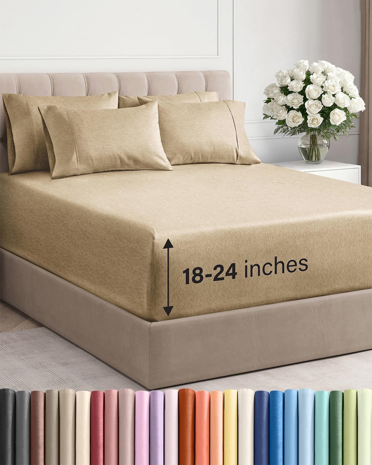 CGK Extra Deep Twin XL Sheet Set - 4pc College Dorm Room - Coral