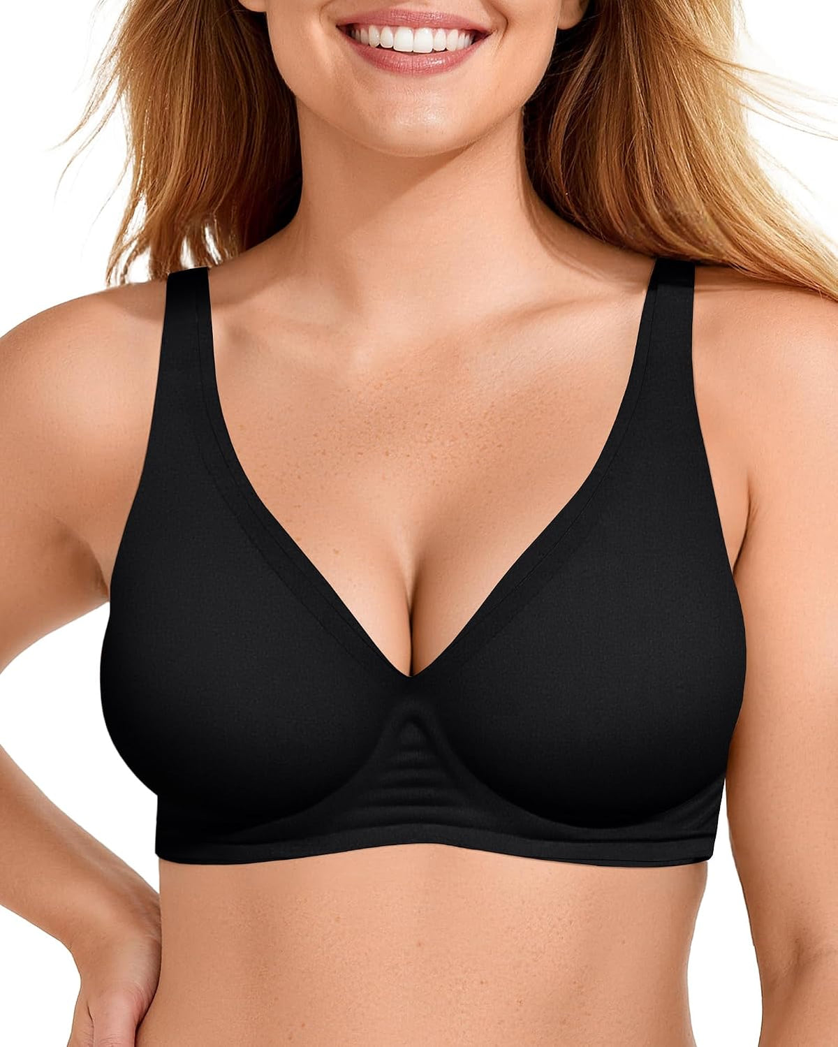 OEAK Womens Jelly Bras Wireless Deep V Bralette Comfy Push Up Tshirt Bras Father Jim Norris notebooks