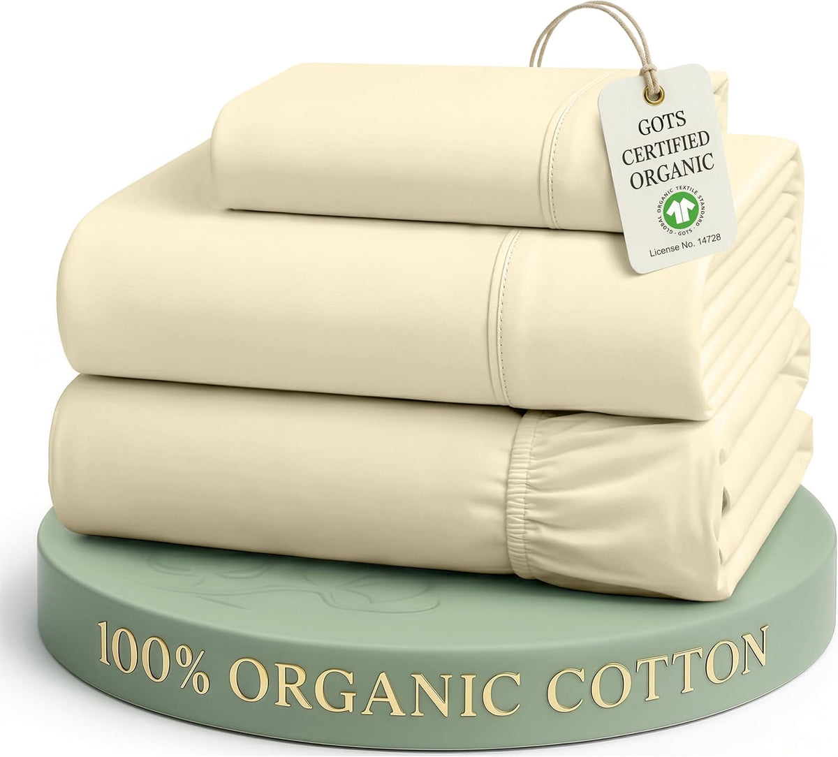 LANE LINEN California King Sheets 100% Organic Cotton 4pc Percale - White