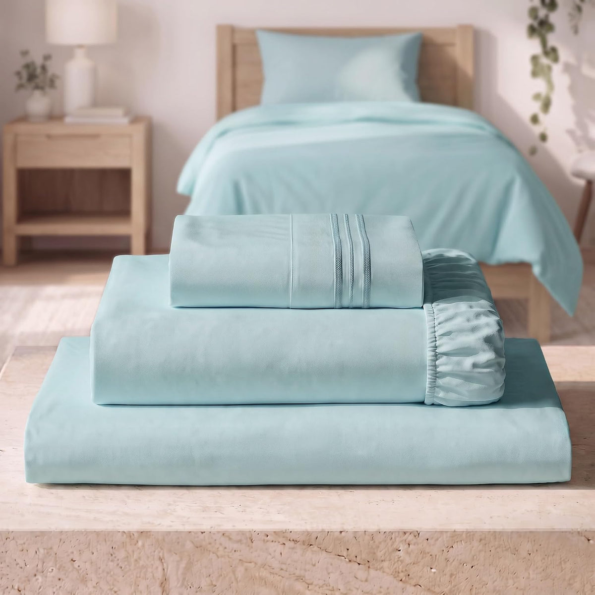 Mellanni Iconic 3-Piece Bed Sheet Set, 16" Deep Pocket (Twin, White)
