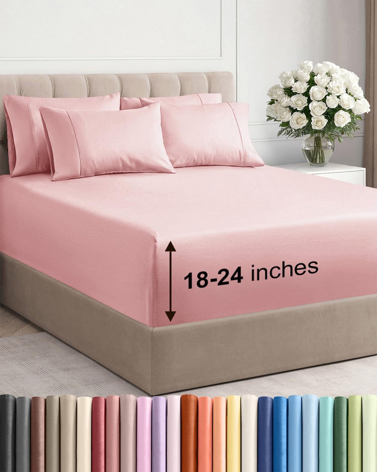 CGK Extra Deep Twin XL Sheet Set - 4pc College Dorm Room - Coral