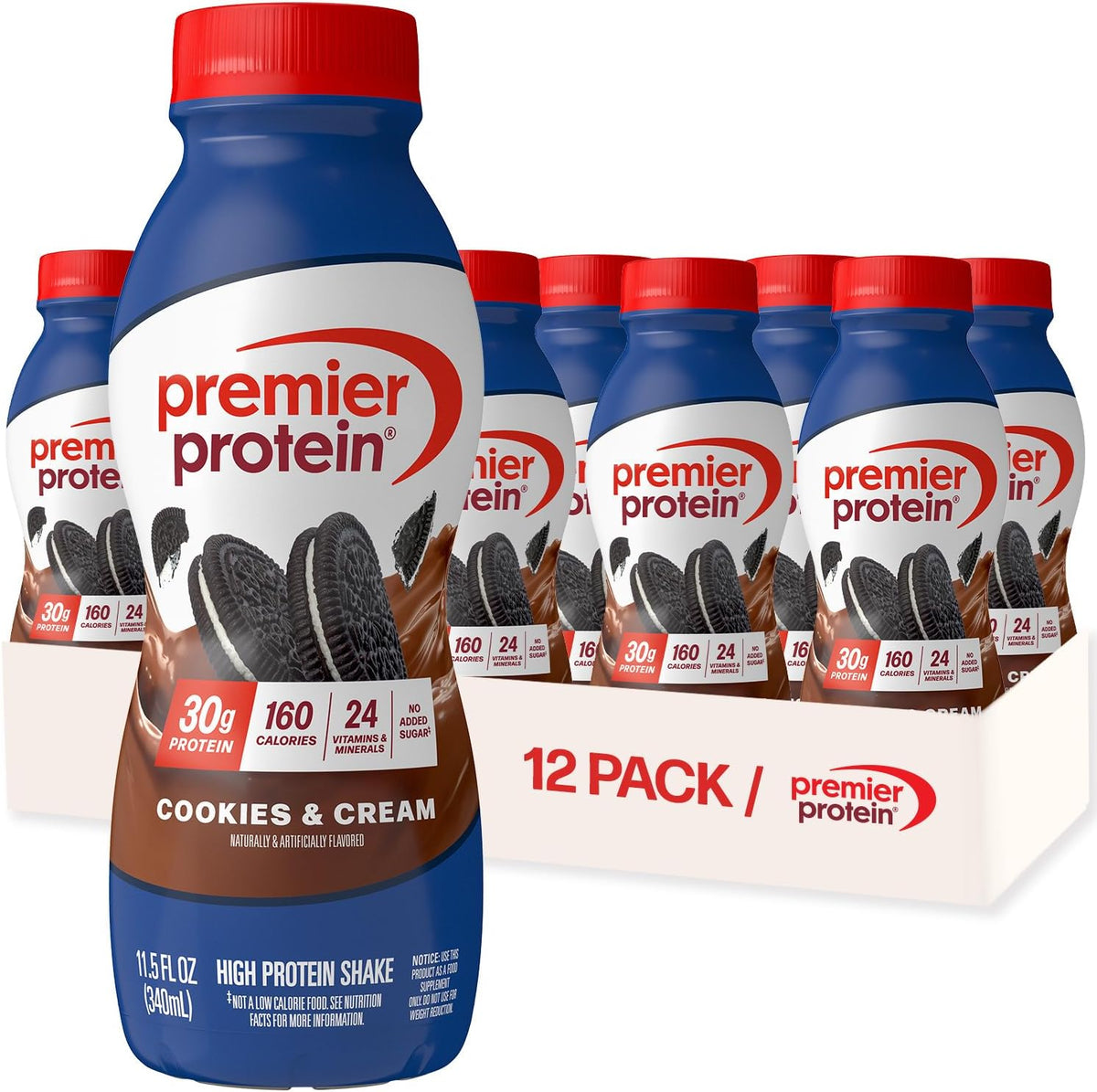 Premier Protein 30g High Protein Shake, Chocolate, 12 Pack