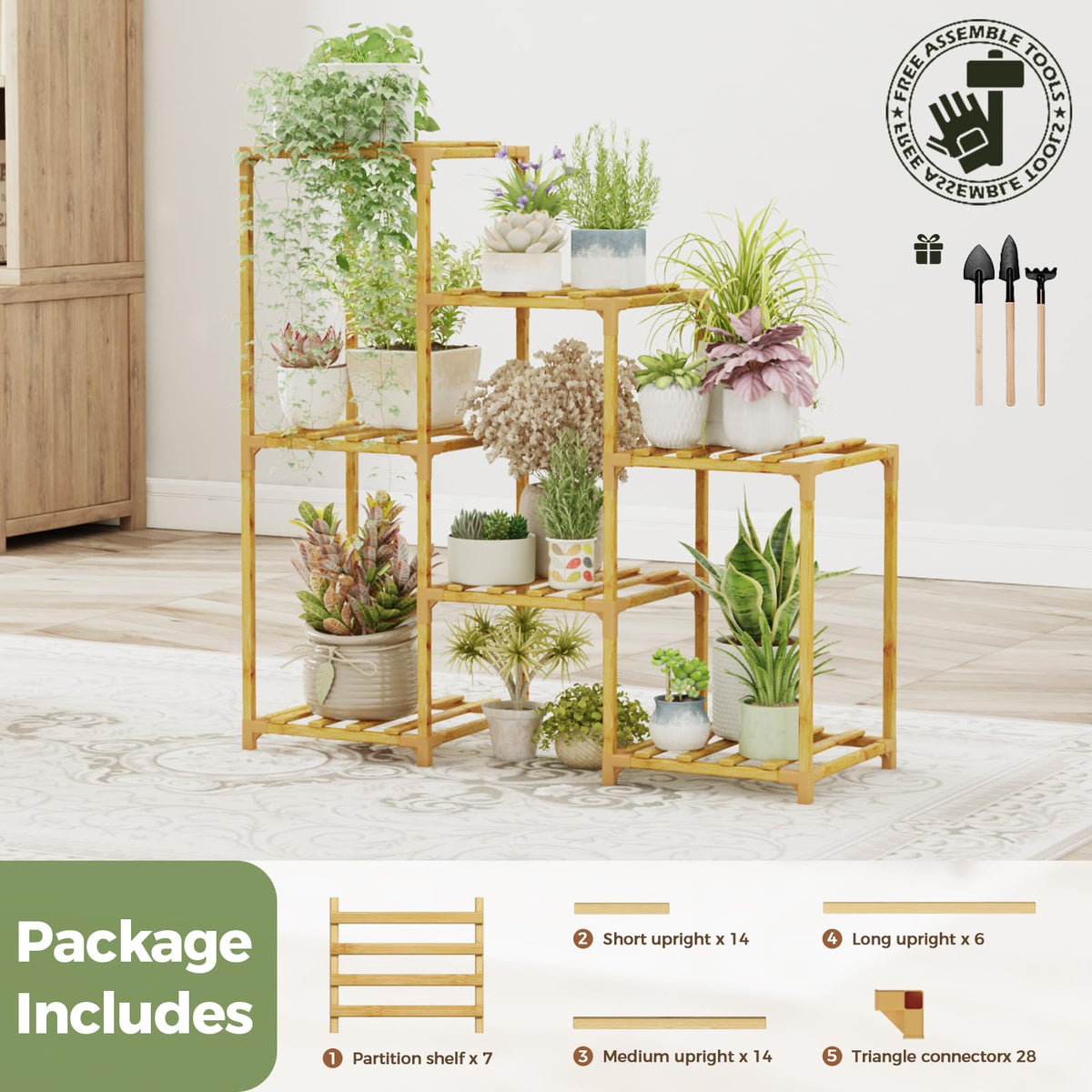 Bamworld Plant Stand Indoor with Flower Fairy Lights Battery Plant Shelf Father Jim Norris notebooks
